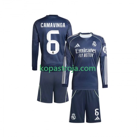 Billiga Fotbollströjor Real Madrid Camavinga 6 Barn Borta tröja 2025/26 Långärmad